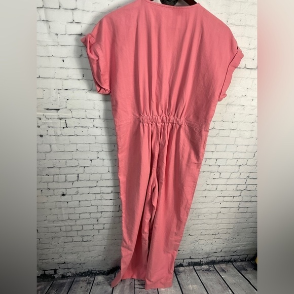 Madewell Womens Coverall Button Up Jumpsuit Pink Wide Legs Pockets Size 4 - Picture 9 of 12